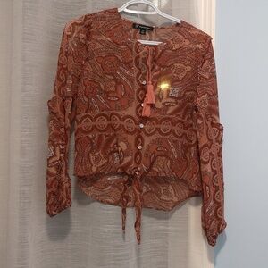 Hippie Abstract Blouse with Front Tie